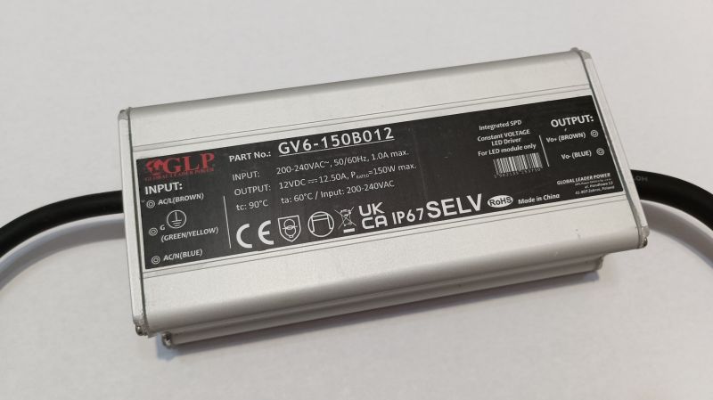 Napájecí zdroj GV6-150B012 12V/12,5A, IP67, GLP