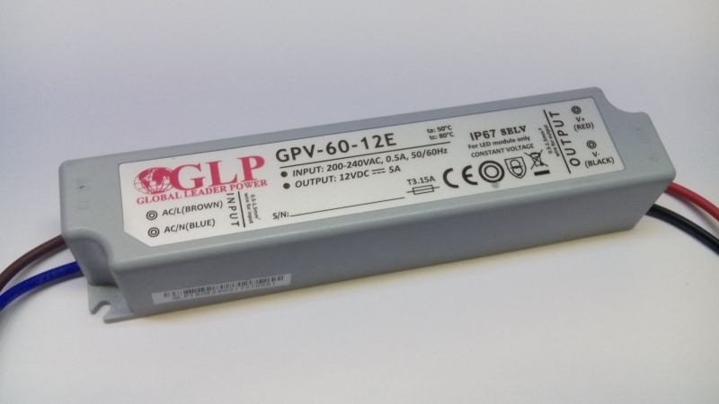 Napájecí zdroj GPV-60-12E, 12V/5A, IP67, GLP