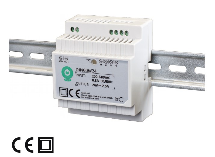 Napájecí zdroj na DIN lištu 60W 24V/2,5A, POS