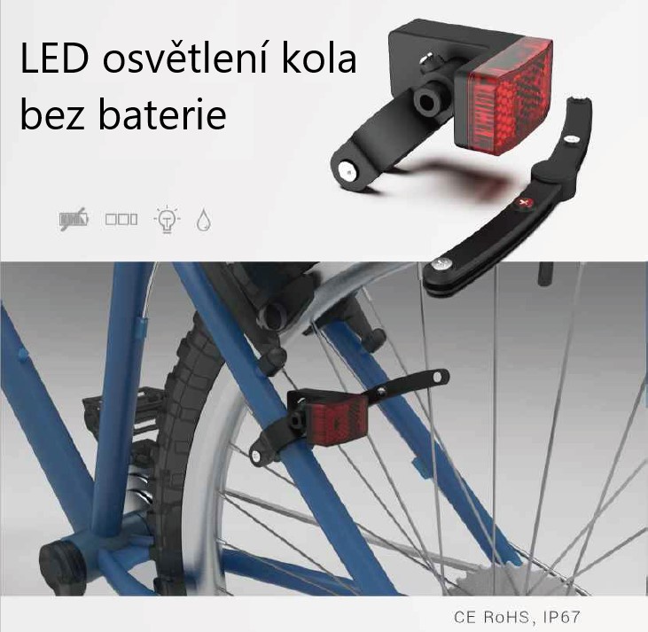 Cyklosvětlo zadní červené samonapájecí + 30s QTS02
